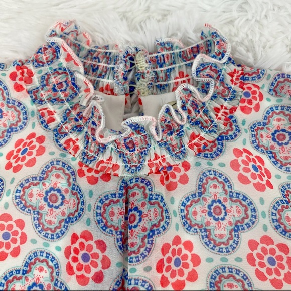 sleeveless mock neck floral chiffon shift dress - Picture 4 of 7